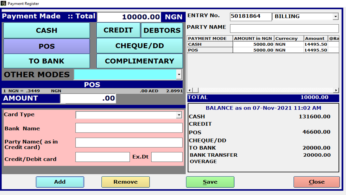 Weltraum POS  Paymode